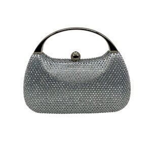 MMS Silver Crystal Minaudiere Crossbody Bag
